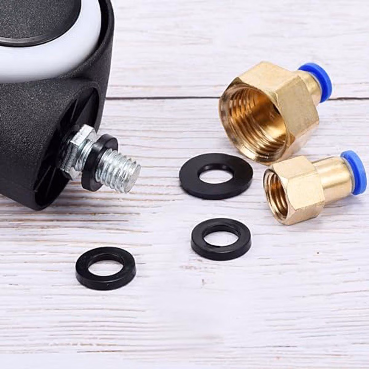 Rondelle in gomma M10 - Set da 120 pezzi - Diametro interno 10 mm, diametro esterno 22 mm, spessore 3 mm - Guarnizioni nere per acqua e aria