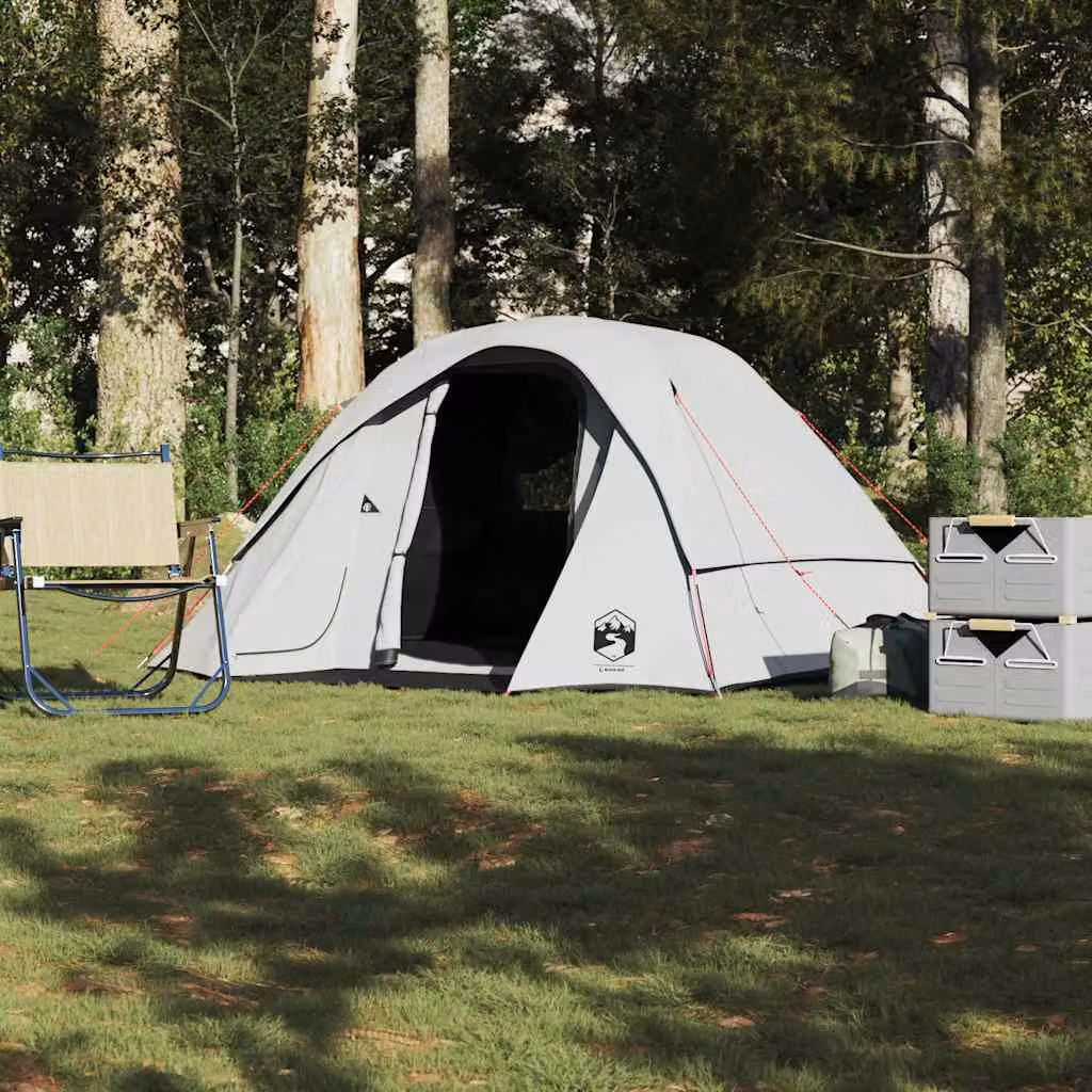 Tenda Familiare Cabina vidaXL per 6 Persone in Poliestere Impermeabile, Colore Bianco e Grigio