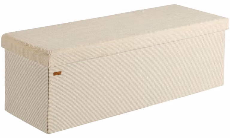 Panca Beige Cord 114x38x38cm MDF pieghevole