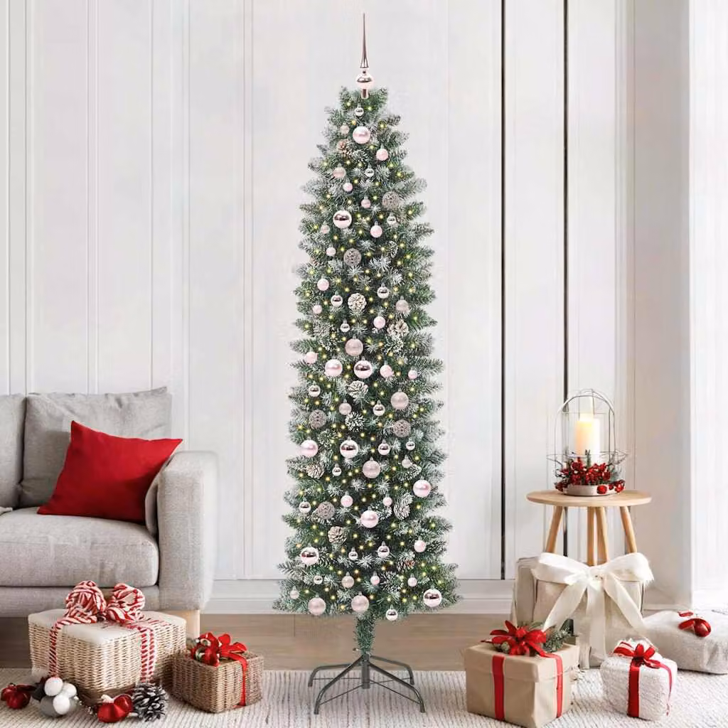 Maison Exclusive - Albero di Natale artificiale slanciato, verde e bianco, 210 cm