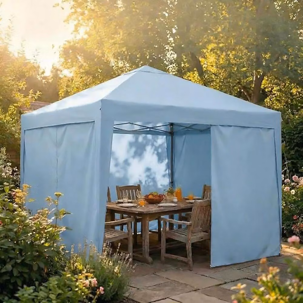 Gazebo pieghevole 3 x 3 metri - Tenda party pop-up - Facile da montare da una persona - 4 pareti laterali - Tetto impermeabile - Struttura in acciaio con altezza regolabile - Colore blu