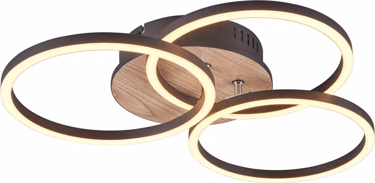 Lampada da soffitto a LED CIRCLE 27W Da 2700 a 6000K 3200 lm metallo, legno chiaro e nero Dimensioni: 9,5 x 43,5 x 43,5 cm IP20 RL