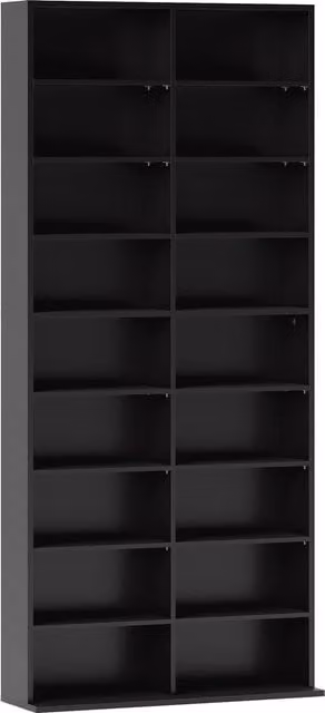 Scaffale porta CD e DVD HOMCOM nero con ripiani regolabili, L 78.5 cm x P 24 cm x H 175 cm