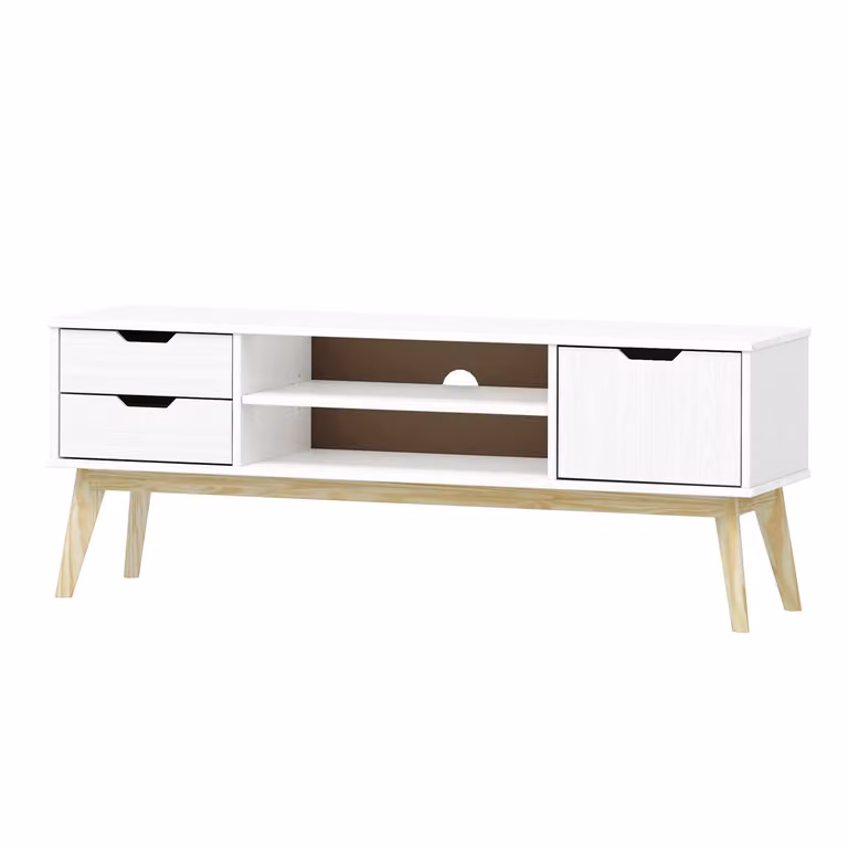 Tavolo TV 1 anta + 2 cassetti BONITO laccato bianco