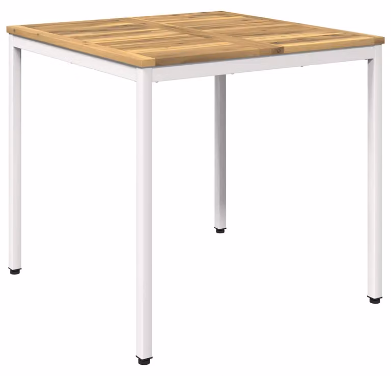 Tavolo da giardino bianco, dimensioni 80 x 80,5 x 75 cm, in legno massello di acacia