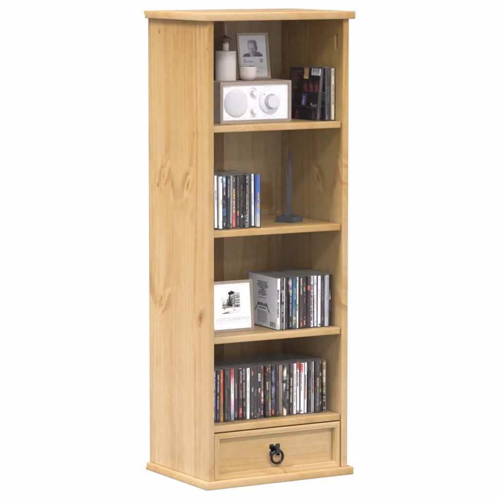 vidaXL Mobile Porta CD Corona in Legno di Pino Marrone, L: 40 cm, P: 30 cm, H: 110 cm