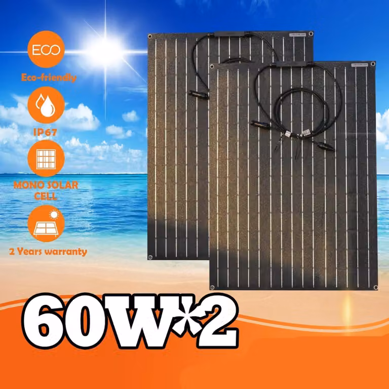 Pannelli solari - Pannello solare monocristallino - Pannello solare portatile - Flessibile - 60W - 18V - Cella solare