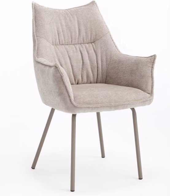 Sedia moderna CASA VITAL in tessuto beige con struttura in metallo