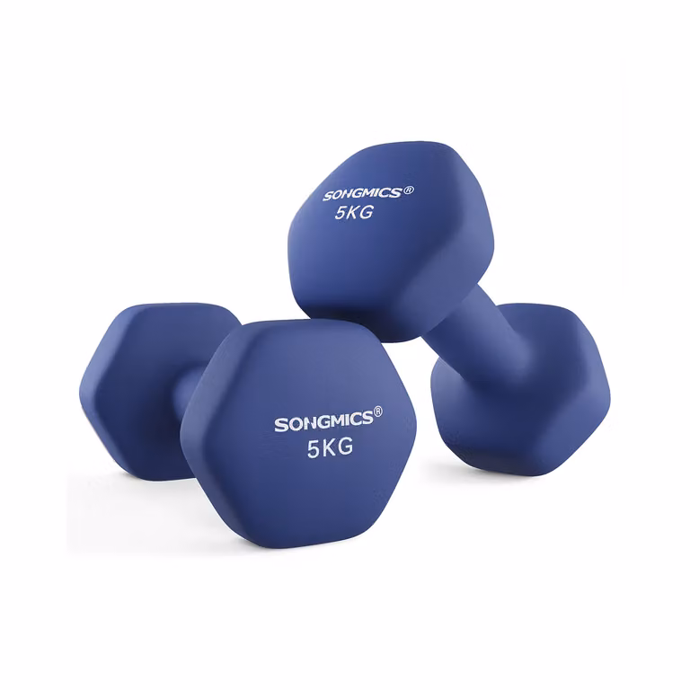 Set di 2 Manubri 2x5 kg con Superficie in Vinile Grigio, Blu Porto / 2x5 kg