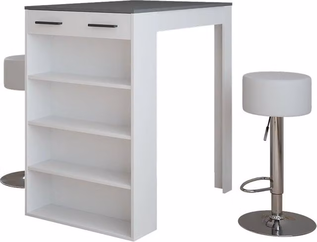 Set tavolo bar con 2 sgabelli Vicco Repose Bianco e Antracite L: 106 cm, P: 67 cm, H: 100 cm
