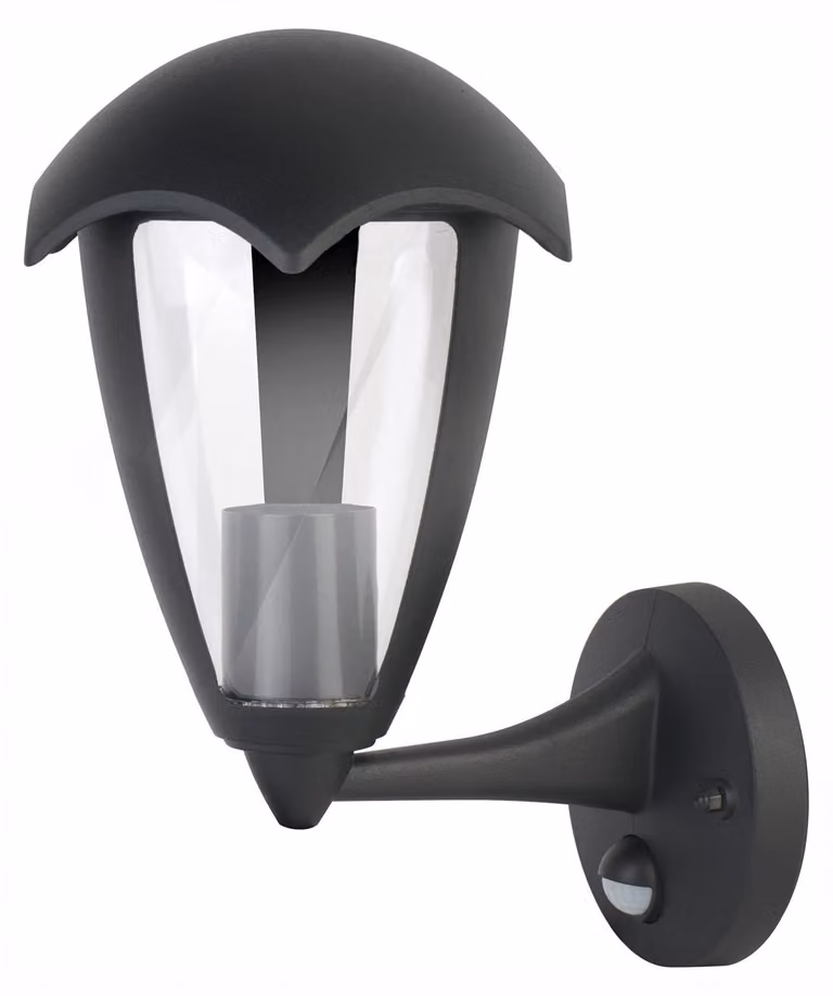 Lampada da parete con sensore PIR, in alluminio, grado di protezione IP54, attacco E27, 60W, 29 cm