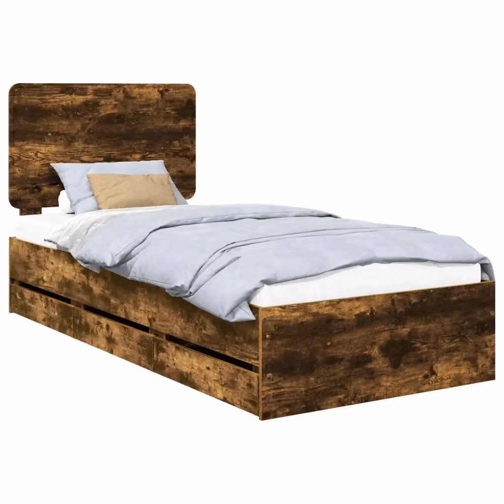 Struttura letto con cassetto vidaXL in legno rovere marrone L 190 x L 80 cm – 2