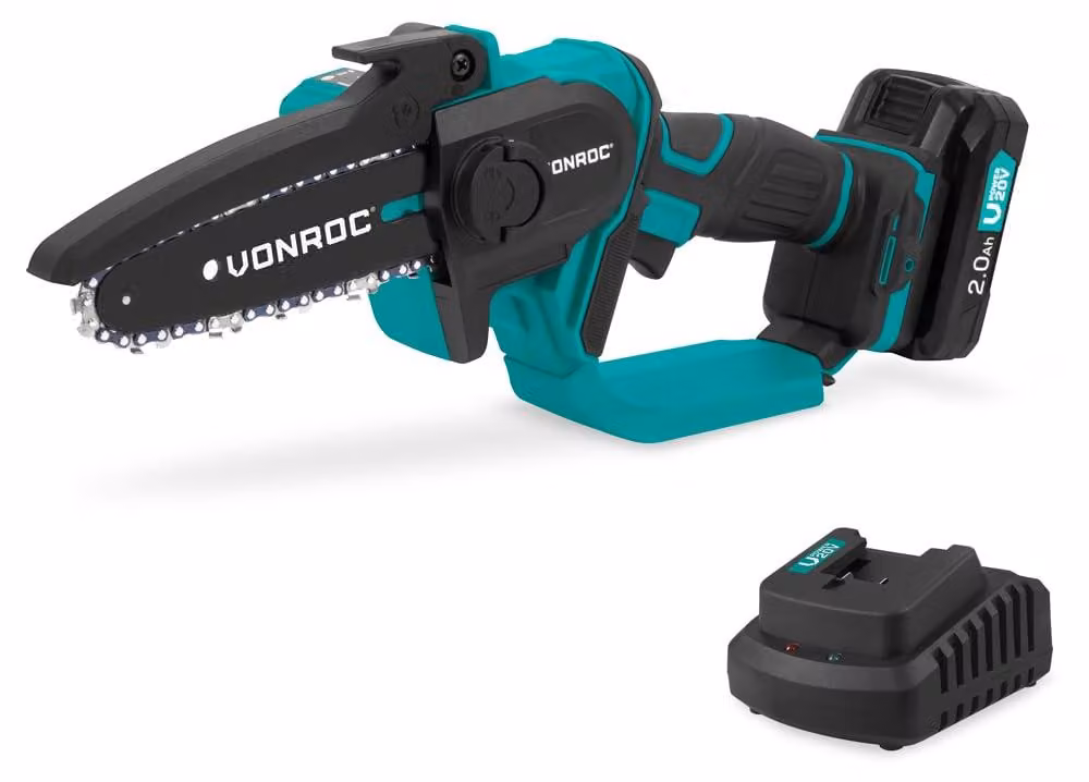 Mini motosega a batteria da 20 V - lama da 152 mm - colore turchese