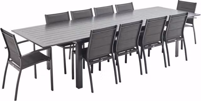 Set tavolo da giardino allungabile Sweeek in alluminio antracite con 10 sedie