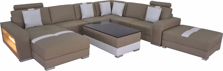 Ledersofa Couch Wohnlandschaft Eck Garnitur Design Modern Sofa U-Form K5010
