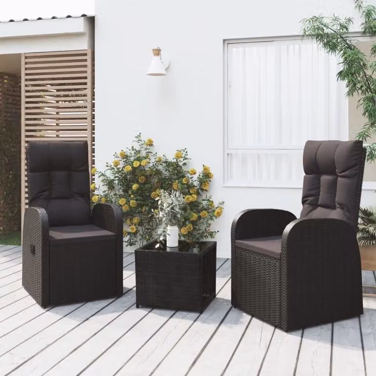 Maison Exclusive - Set Mobili da Giardino 3 pz Nero Polyrattan e Acciaio