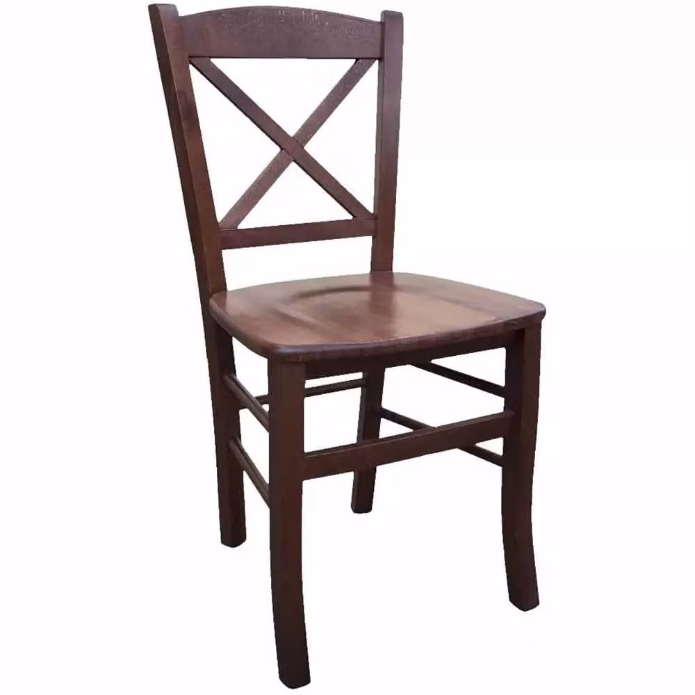 Set di 2 sedie modello Croce in legno di faggio color noce con seduta in legno Mobili 2G – 3