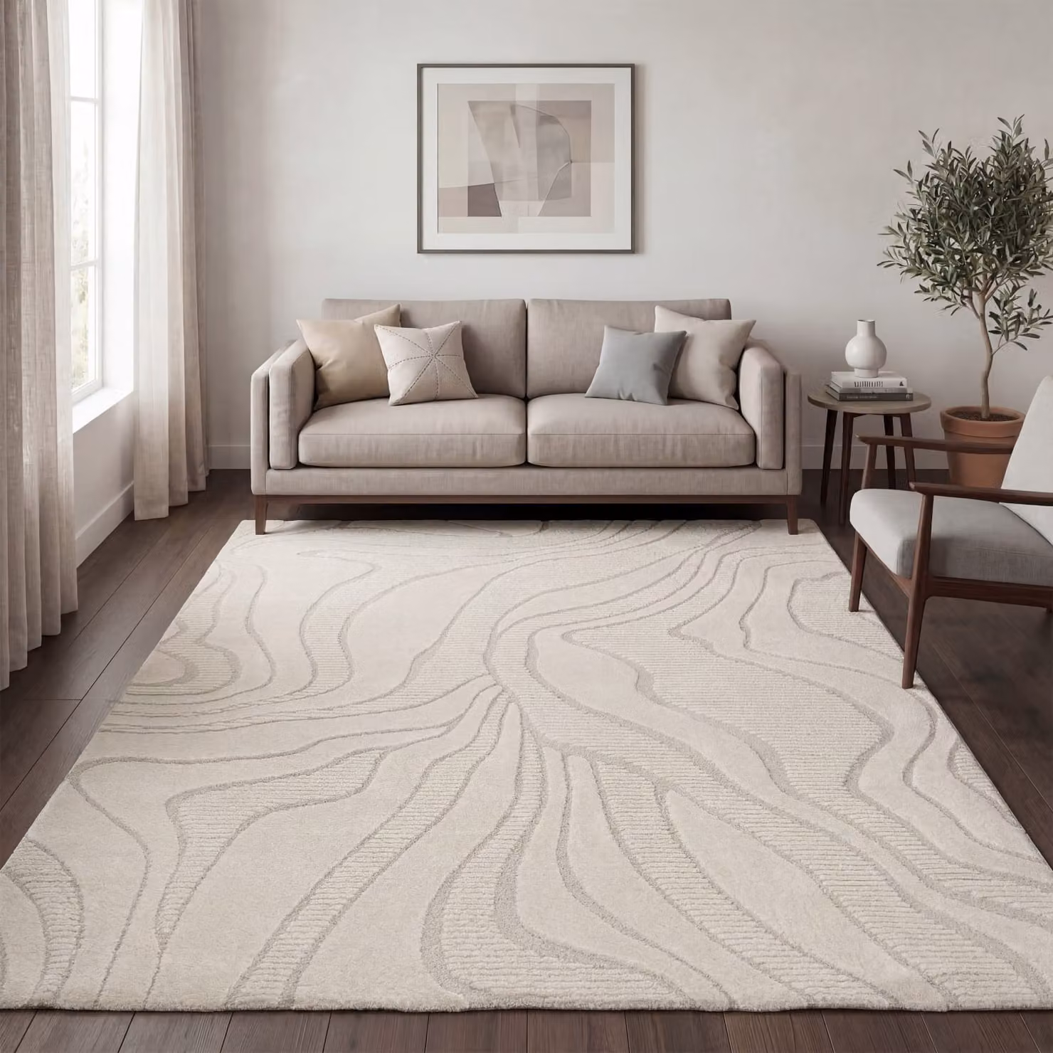 Tappeto moderno Aurora beige con design geometrico scandinavo L: 160 cm, P: 220 cm – 2