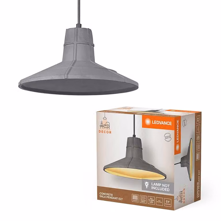 Ledvance Lampada da soffitto a sospensione Decor Concrete Sala Grigio scuro E27