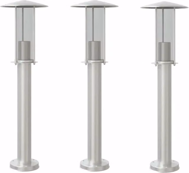 Set di 3 lampade da terra per esterni in acciaio inox argento CFW7035522, Altezza: 60 cm