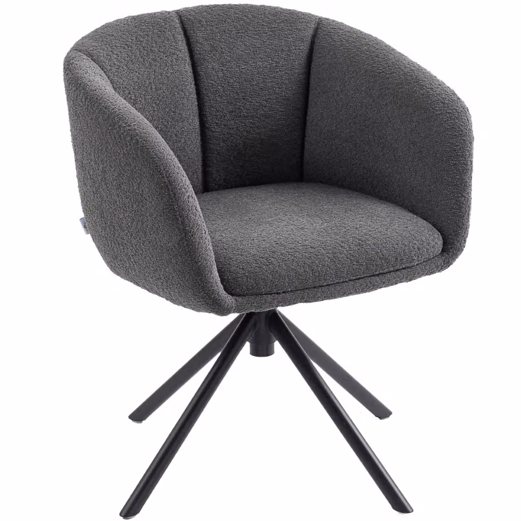 Poltrona girevole Minimal in tessuto grigio scuro con struttura in metallo e braccioli – 2