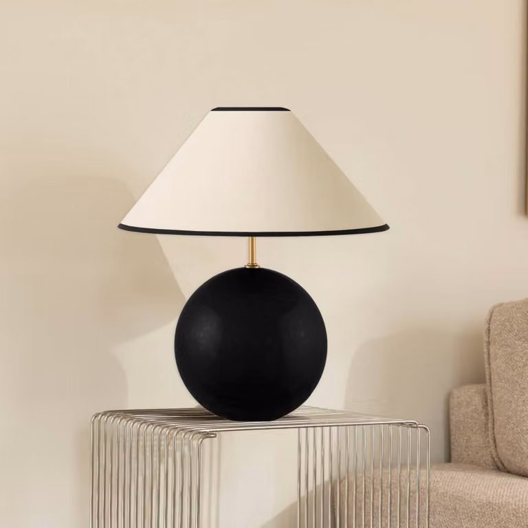 Globen Lighting Lampada da tavolo IRIS, Crema / Ambra, Soggiorno / Sala da pranzo, Tessuto / Stoffa / Seta, Vintage, Lampada da tavolo