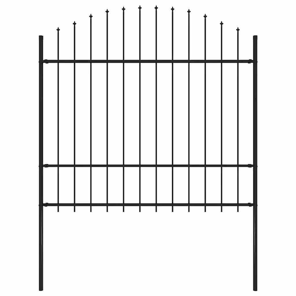 Recinzione da giardino vidaXL Woerden con punta a lancia in acciaio nero, H: 175 cm, L: 170 cm