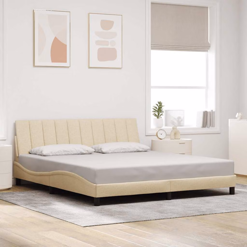 vidaXL Giroletto Hanko senza Materasso in Tessuto Beige L/P: 180 x 200 cm