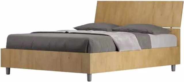 Letto matrimoniale francese contenitore 140x200 testata inclinata quercia Demas