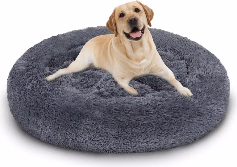 Jayseuw cane letto peluche posto letto cane cuscino gatto lavabile antiscivolo confortevole rotondo 100cm grigio scuro