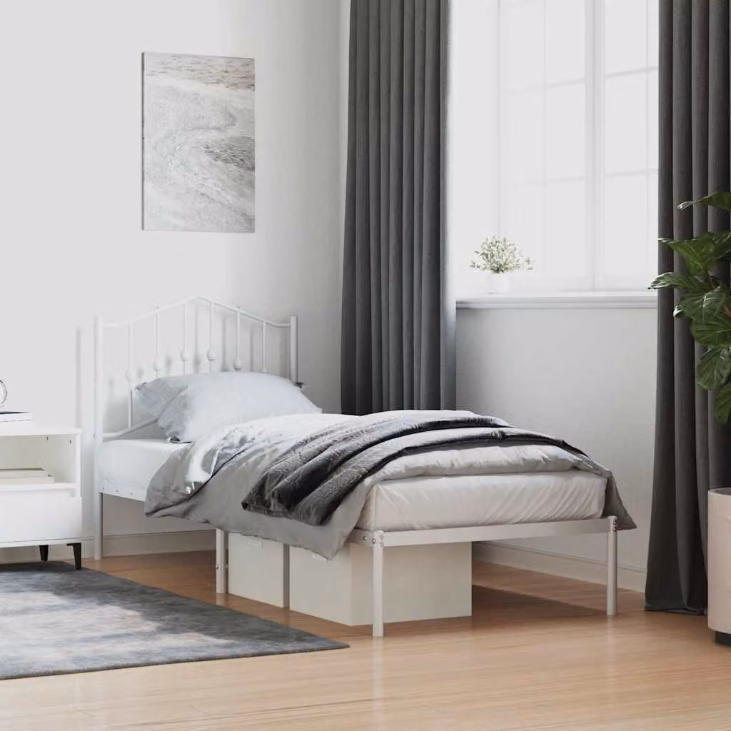vidaXL Giroletto con Testiera in Metallo Bianco L 80 cm x P 200 cm