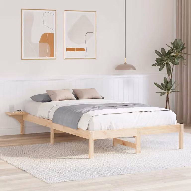 Struttura del letto moderna vidaXL in pino massello colore marrone L/P: 140 x 190 cm