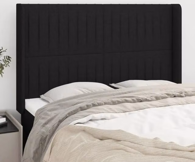 Testiera ad Orecchio-Testata con Orecchie Nera 147x16x118/128 cm in Tessuto 249087