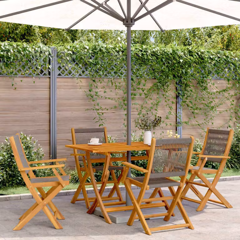 Set di 4 sedie pieghevoli vidaXL in legno di acacia grigio con braccioli e design impilabile