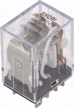 1 relè: bobina elettromagnetica, 12 VDC, 10 A / 277 VAC, 900 mW, modello S8L-12VDC-2CS