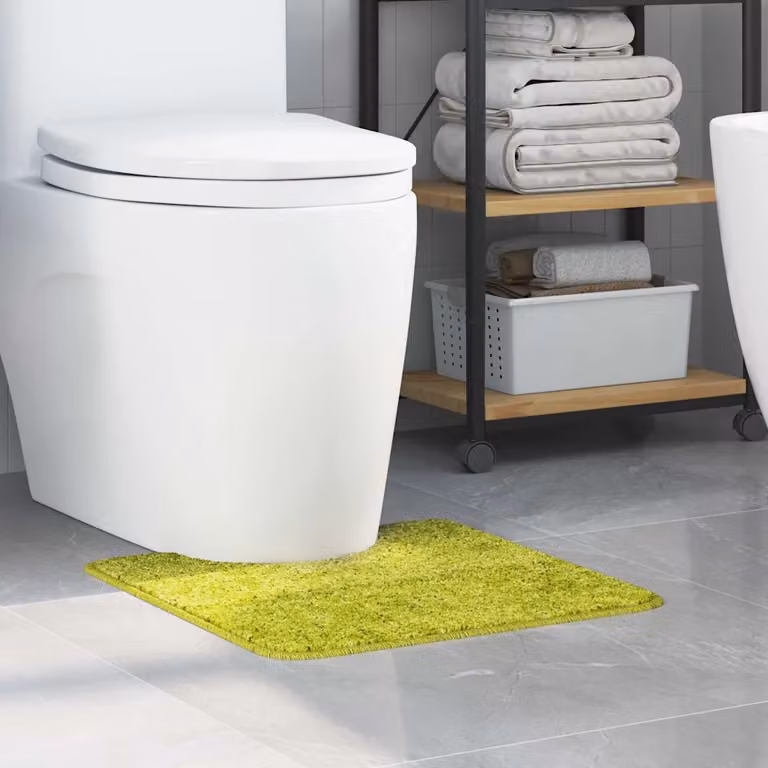 Tappeto antiscivolo per bagno con foro per WC vidaXL, verde, lavabile in lavatrice, L 50 x P 50 x H 2 cm