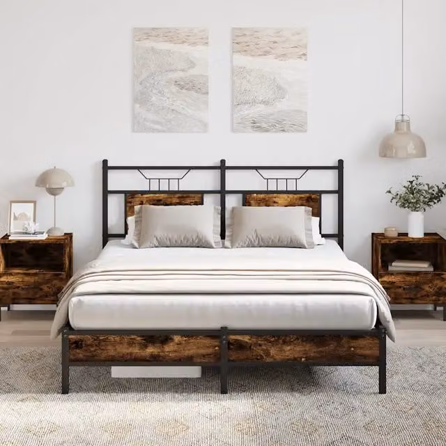 Struttura Letto Design Mania in Rovere Fumo e Truciolato, L/P/H: 140 x 190 x 91,5 cm