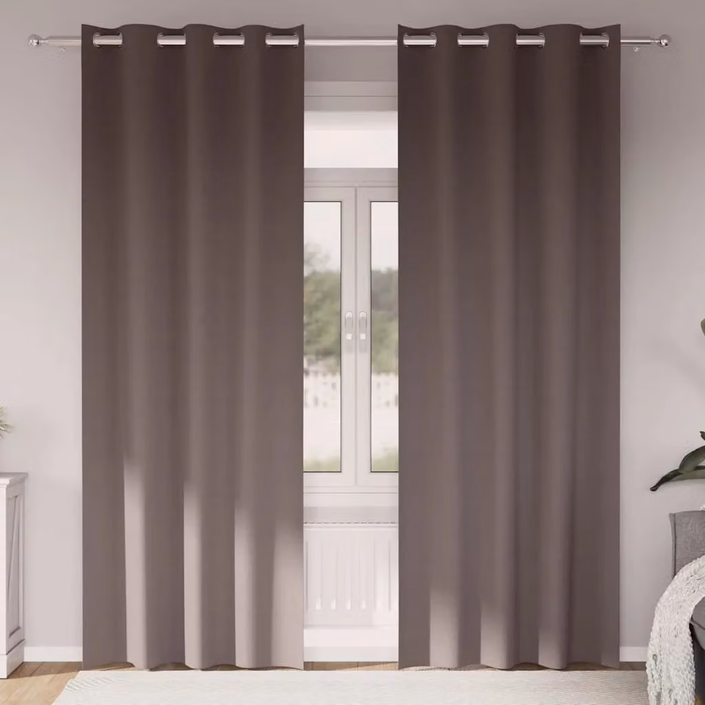 Set di 2 tende blackout vidaXL con anelli in poliestere, colore marrone, H 225 x L 140 cm