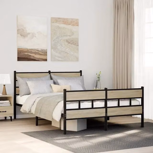 Giroletto senza Materasso in Metallo-Struttura Letto Rovere Sonoma 150x200 cm 328475