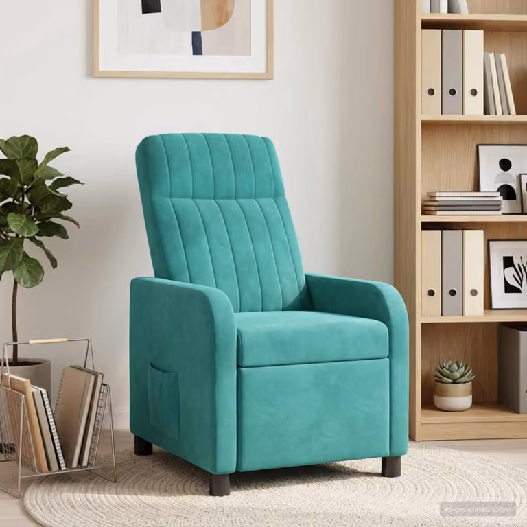 Poltrona reclinabile relax vidaXL in velluto turchese con braccioli e design moderno