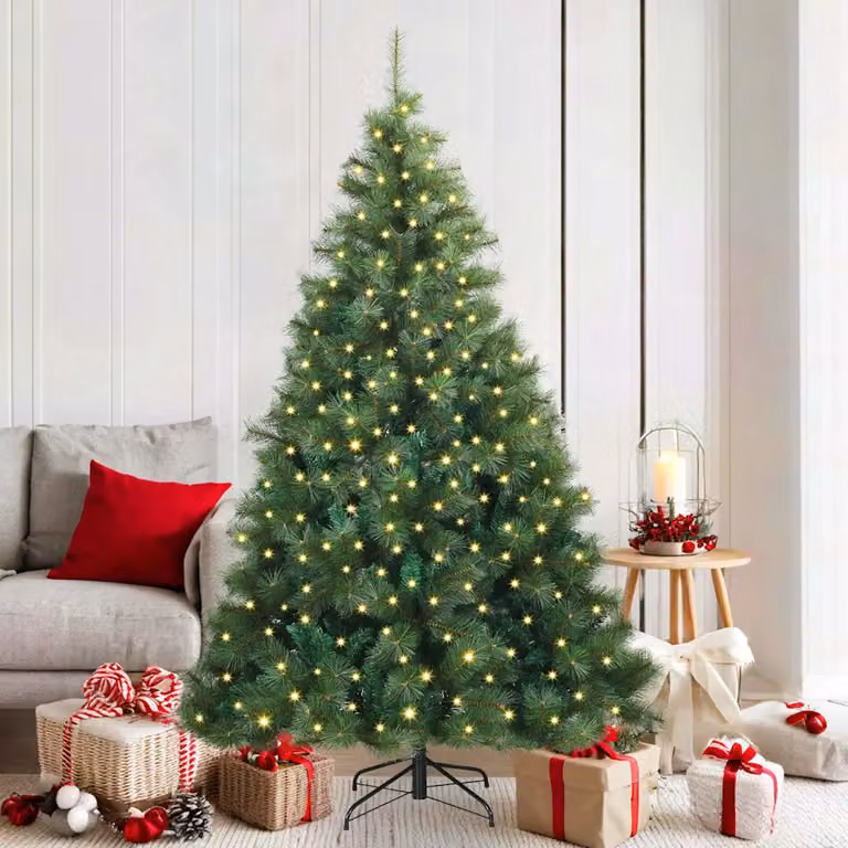 vidaXL Albero di Natale artificiale con 300 LED Verde 180 cm PE e PVC