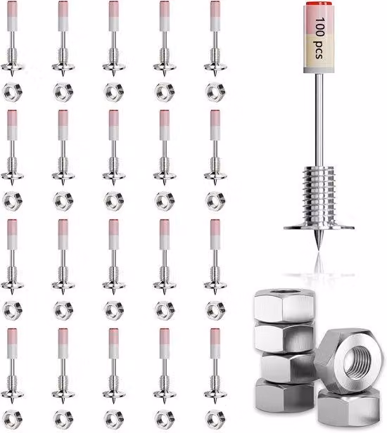 Set da 100 rivetti a vite, M8, 7,3 mm, per calcestruzzo e acciaio.