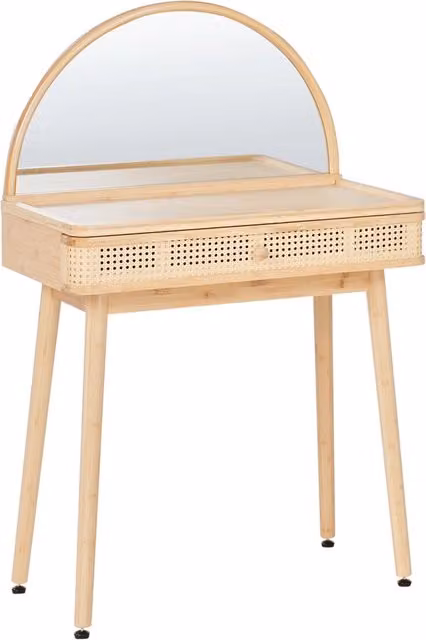 Toeletta in legno di bamboo con sgabello e specchio camera da letto soggiorno stile boho