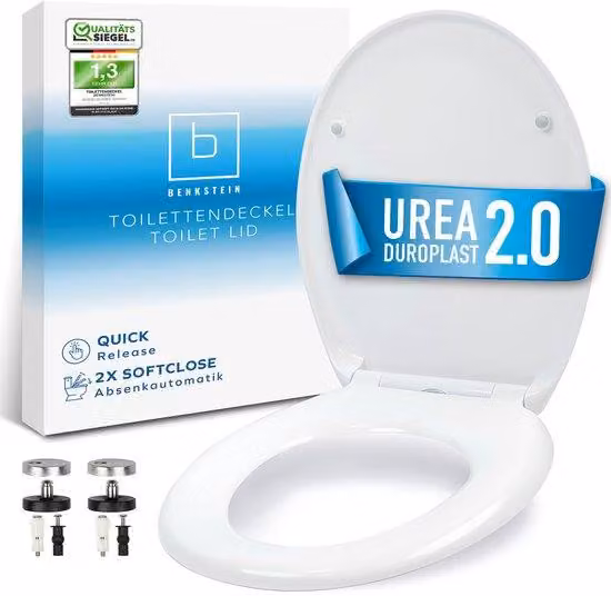 Copertura per WC con sistema di abbassamento automatico, in Duroplast, colore bianco. Coperchio per WC