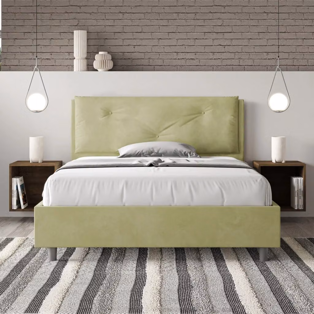 Letto Matrimoniale Francese Appia Large con Contenitore e Rete Giordanoshop, Colore Tè Verde, L/P/H: 140 x 210 x 110 cm – 2