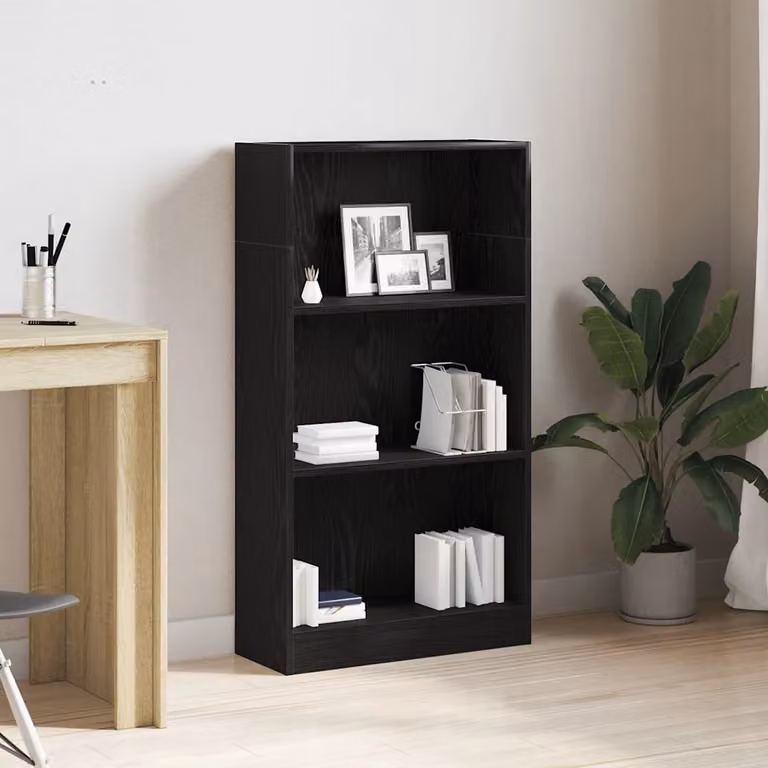 Libreria moderna da parete vidaXL in legno e MDF, colore nero e marrone, L 60 cm x P 24 cm x H 109 cm