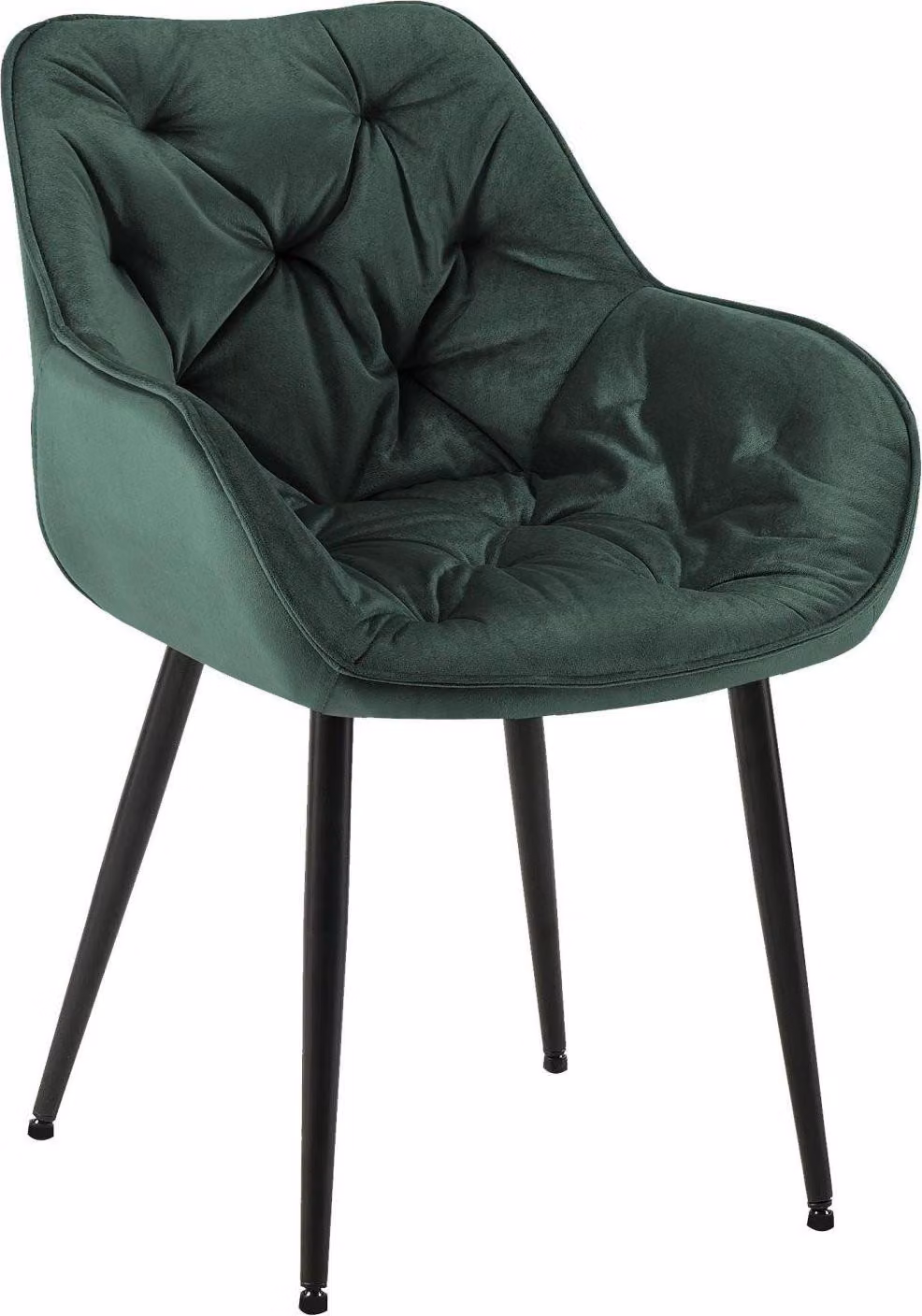 Sedia da pranzo in velluto - Stile poltrona - Elevato comfort e facile manutenzione | Colore: Verde