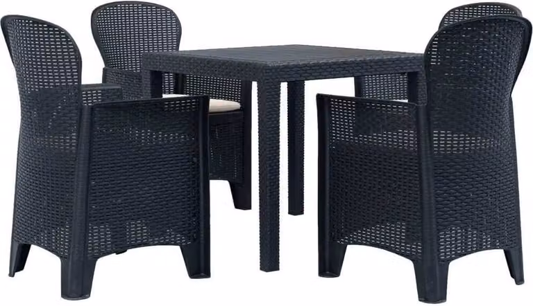 Maison Exclusive - Set Pranzo da Giardino 5 pz in Plastica Antracite Stile Rattan
