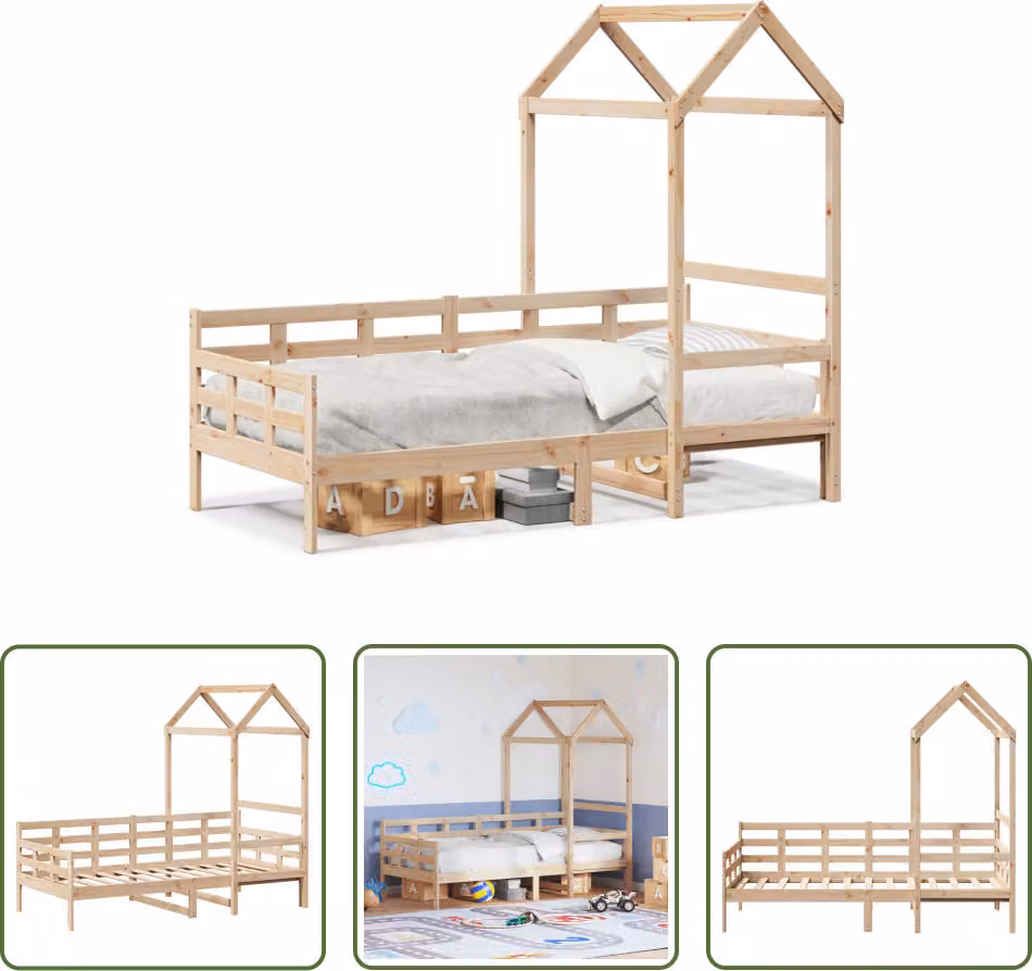 The Living Store Letto da giorno con tetto 80x200 cm in legno di pino massiccio