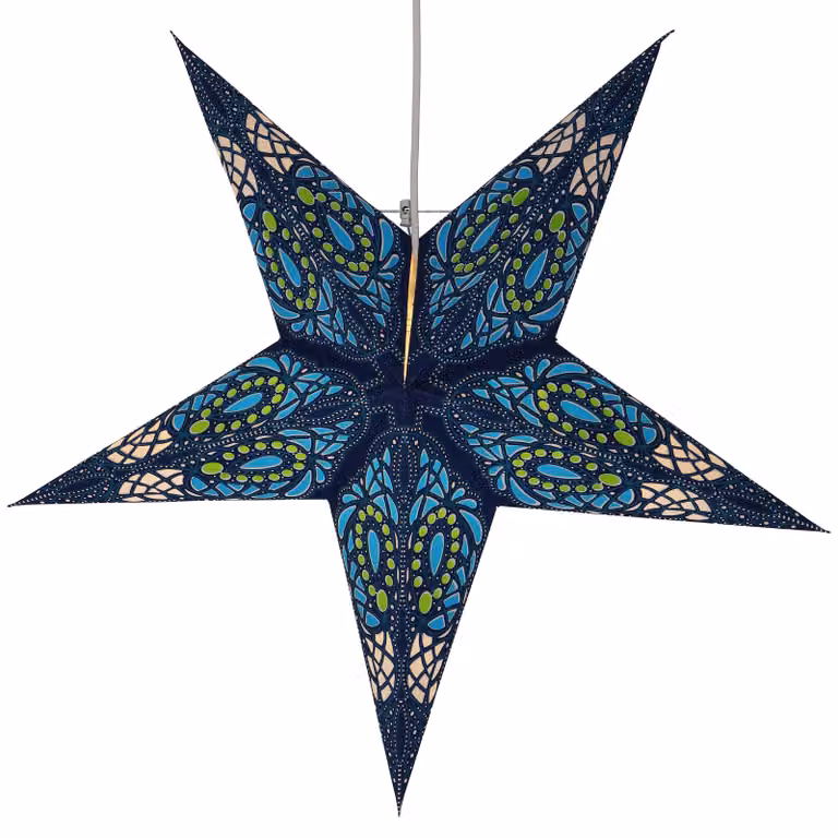 Stella di carta pieghevole illuminata dell'Avvento, stella di Natale 60 cm - Sunda Blue, decorazione della finestra a stella